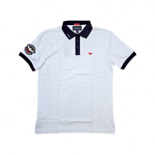 CAMISETA CON CUELLO TALLA S - RF - COD41 - NAVAL - BASIC - BLANCO/AZUL