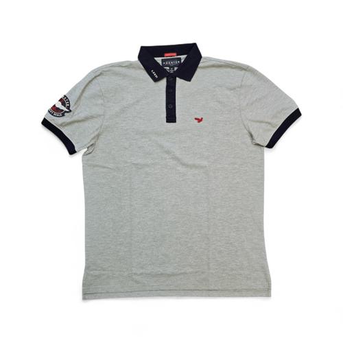 CAMISETA CON CUELLO TALLA M - RF - COD41 - NAVAL - BASIC - GRIS/AZUL MARINO