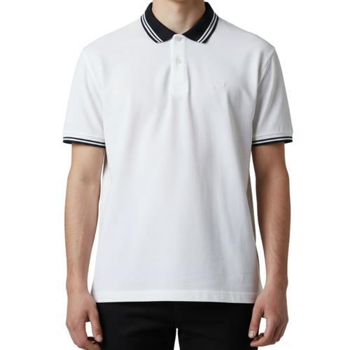 CAMISETA CON CUELLO |CUELLO BICOLOR | REG. F./ T. POLO | BL/AZ | HOMBRE