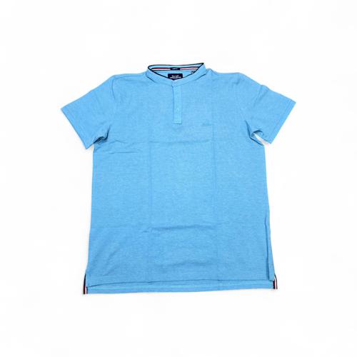 CAMISETA TALLA 2XL - RF - COD11 - STYLE BASIC  - CUELLO CHINO / MAO - CELESTE CURACAO (BLUE CURACAO)
