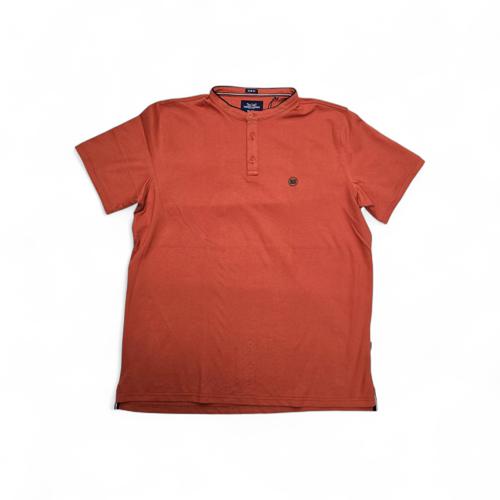 CAMISETA TALLA 2XL - RF - COD11 - STYLE BASIC  - CUELLO CHINO / MAO - ROJO TOMATE (BUMT OCHRE)