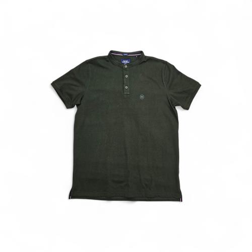 CAMISETA CON CUELLO TALLA L - RF - COD11 - STYLE BASIC  - CUELLO CHINO / MAO - VERDE MILITAR
