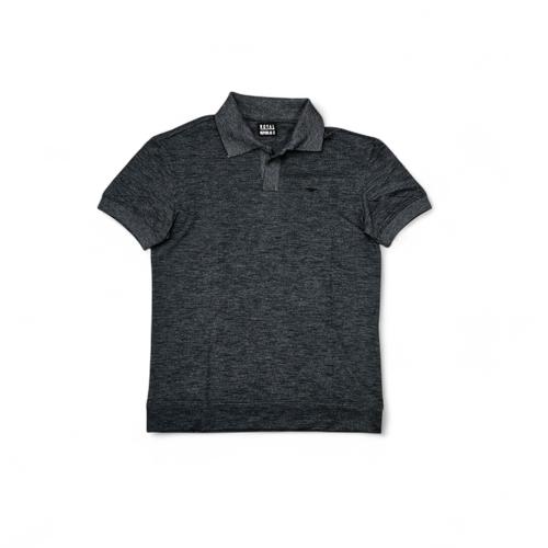 CAMISETA CON CUELLO TALLA 2XL - MD - COD25 - OLD MONEY/TIBEL - TEXTURE BASIC CUELLO FRANCES  - NEGRO JASPEADO