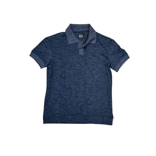CAMISETA CON CUELLO TALLA 2XL - MD - COD25 - OLD MONEY/TIBEL - TEXTURE BASIC CUELLO FRANCES  - AZUL JASPEADO
