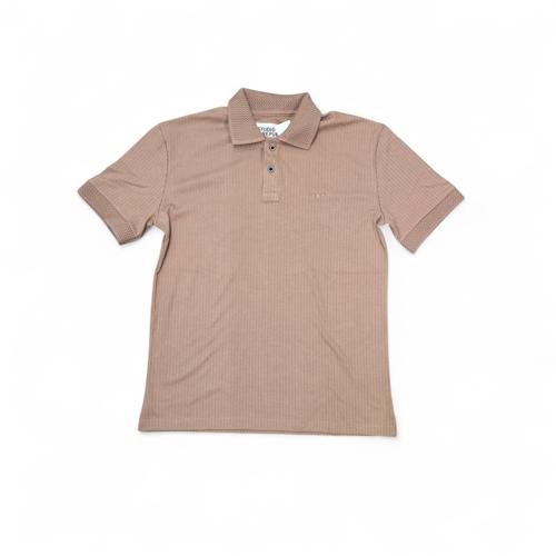 CAMISETA CON CUELLO TALLA 2XL - MD - COD25 - OLD MONEY/HANNAN - TEXTURE BASIC CUELLO FRANCES  - CAFÉ