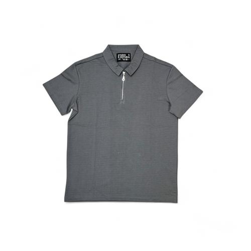 CAMISETA CON CUELLO TALLA 2XL - MD - COD25 - OLD MONEY/JORDANO - TEXTURE BASIC CUELLO FRANCES  - PLOMO
