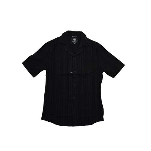CAMISA MANGA CORTA TALLA M - SF - COD109 - LINO TEXT - TEXTURE BASIC - NEGRO