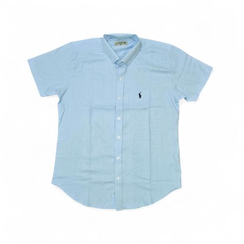CAMISA MANGA CORTA TALLA L - RF - COD163 - FASHION COLL. - CUELLO FRANCES - CELESTE