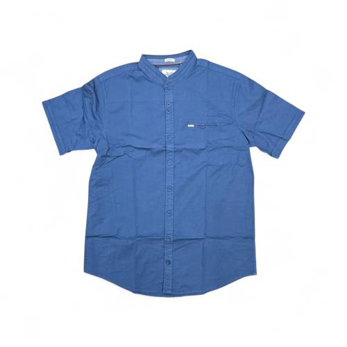 CAMISA MANGA CORTA TALLA M - RF - COD11 - POPELINA - CUELLO CHINO/MAO - AZUL PETROLEO