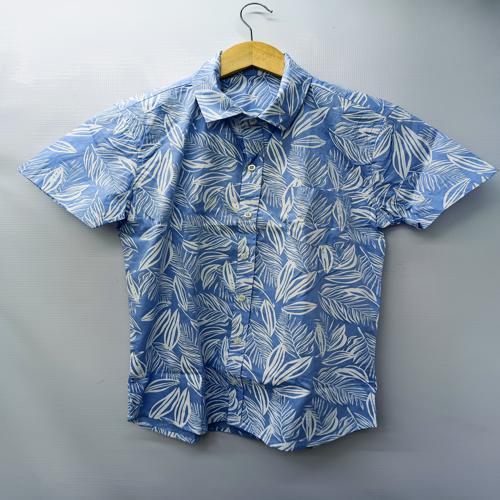 CAMISA MANGA CORTA TALLA S - ROYAL REPUBLIC - CUELLO FRANCES - AZUL/BLANCO - HAWAIANA