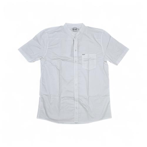 CAMISA MANGA CORTA TALLA 2XL - RF - COD36 - CLASSIC DEFAULT - CUELLO CHINO/MAO - BLANCO