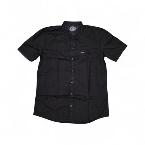 CAMISA MANGA CORTA TALLA 5XL - RF - COD36 - CLASSIC DEFAULT - CUELLO FRANCES - NEGRO