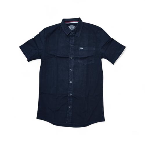 CAMISA MANGA CORTA TALLA S - RF - COD36 - CLASSIC DEFAULT - CUELLO FRANCES - AZUL MARINO