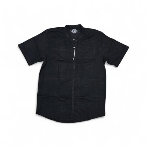 CAMISA MANGA CORTA TALLA 3XL - RF - COD36 - CLASSIC DEFAULT - CUELLO CHINO/MAO - NEGRO