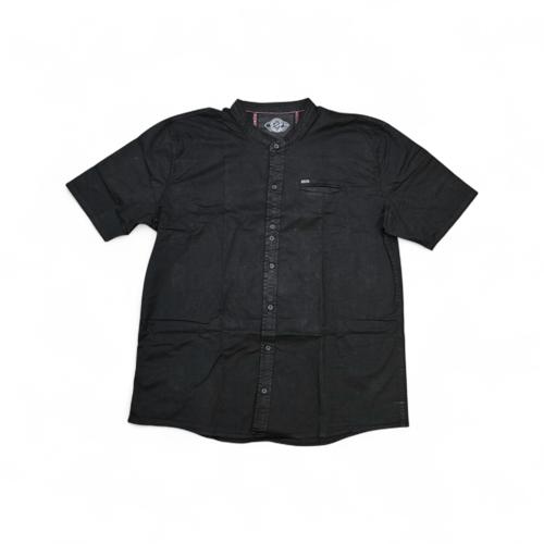 CAMISA MANGA CORTA TALLA 5XL - RF - COD36 - CLASSIC DEFAULT - CUELLO CHINO/MAO - NEGRO