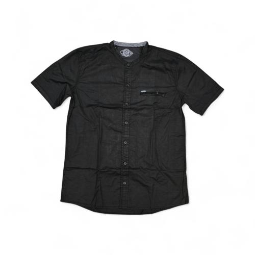 CAMISA MANGA CORTA TALLA 2XL - RF - COD36 - CLASSIC DEFAULT - CUELLO CHINO/MAO - NEGRO