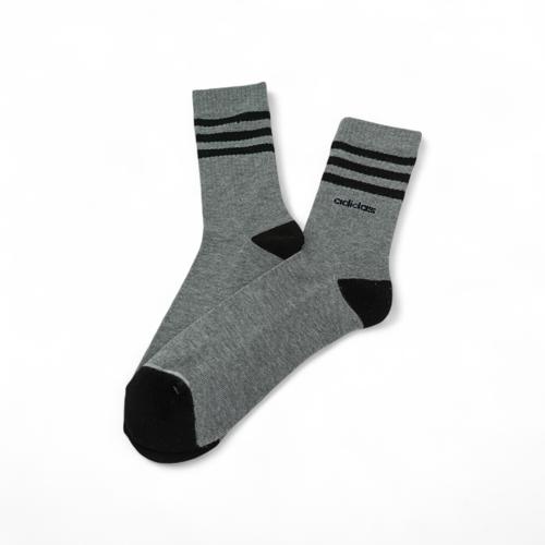 MEDIAS CAÑA ALTA TALLA 10-12 - SPORT - COD2 - BASIC - ELASTIC FRESH -PLOMO/NEGRO/FRANJAS NEGRAS