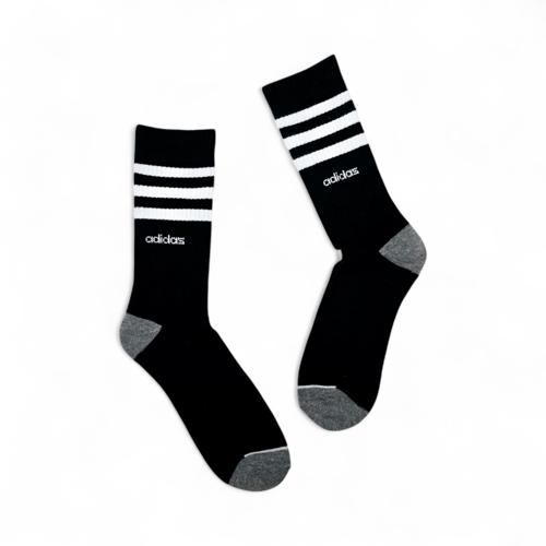 MEDIAS CAÑA ALTA TALLA 10-12 - SPORT - COD2 - BASIC - ELASTIC FRESH - NRGRO/GRIS/FRANJAS BLANCAS