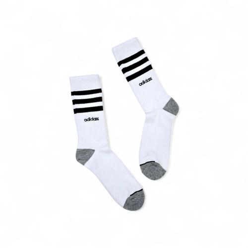 MEDIAS CAÑA ALTA TALLA 10-12 - SPORT - COD2 - BASIC - ELASTIC FRESH - BLANCO/GRIS/FRANJAS NEGRAS
