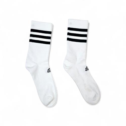 MEDIAS CAÑA ALTA TALLA 10-12 - SPORT - COD2 - BASIC - ELASTIC FRESH - BLANCO/FRANJAS Y LETRAS NEGRAS