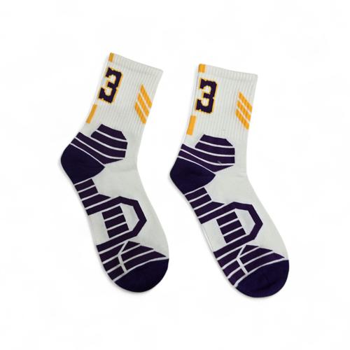MEDIAS CAÑA ALTA TALLA 10-12 - SPORT - COD112 - BASIC - ELASTIC FRESH - BLANCO/MORADO/AMARILLO