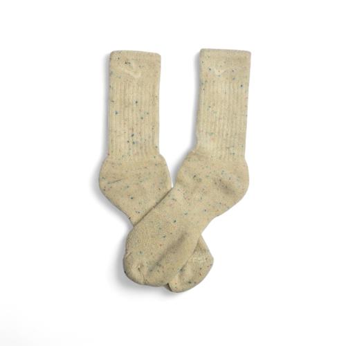MEDIAS CAÑA ALTA TALLA 10-12 - SPORT - COD18 - BASIC - ELASTIC FRESH - BEIGE/PUCNTOS NARANJA CELESTE