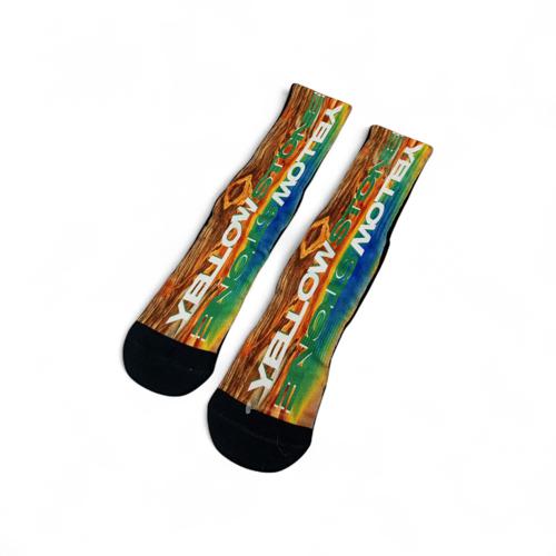 MEDIA CAÑA ALTA TALLA 10-12 - COD97 - NEGRO/AMARILLO - DISEÑOS Y LETRAS