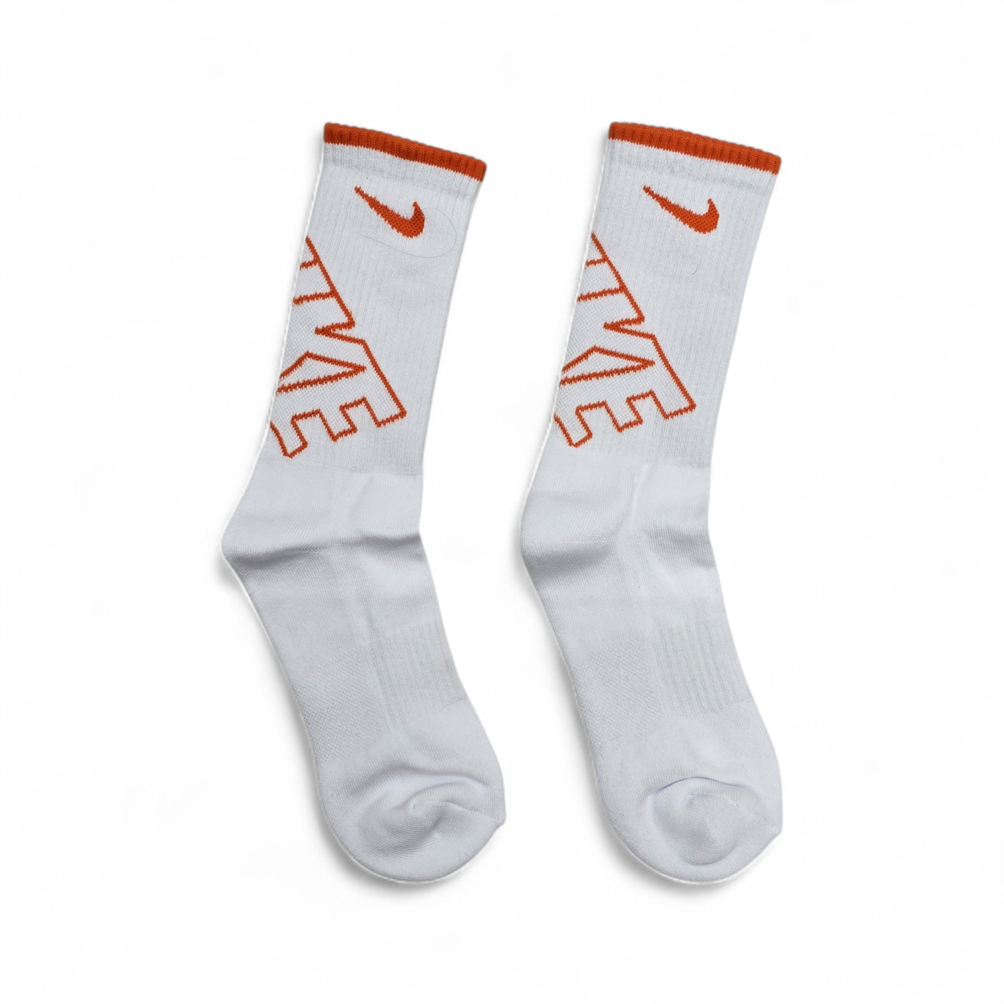 MEDIA CAÑA ALTA TALLA 10/12 - DP - COD18 - BASIC - ELASTIC FRESH -BLANCO/NARANJA