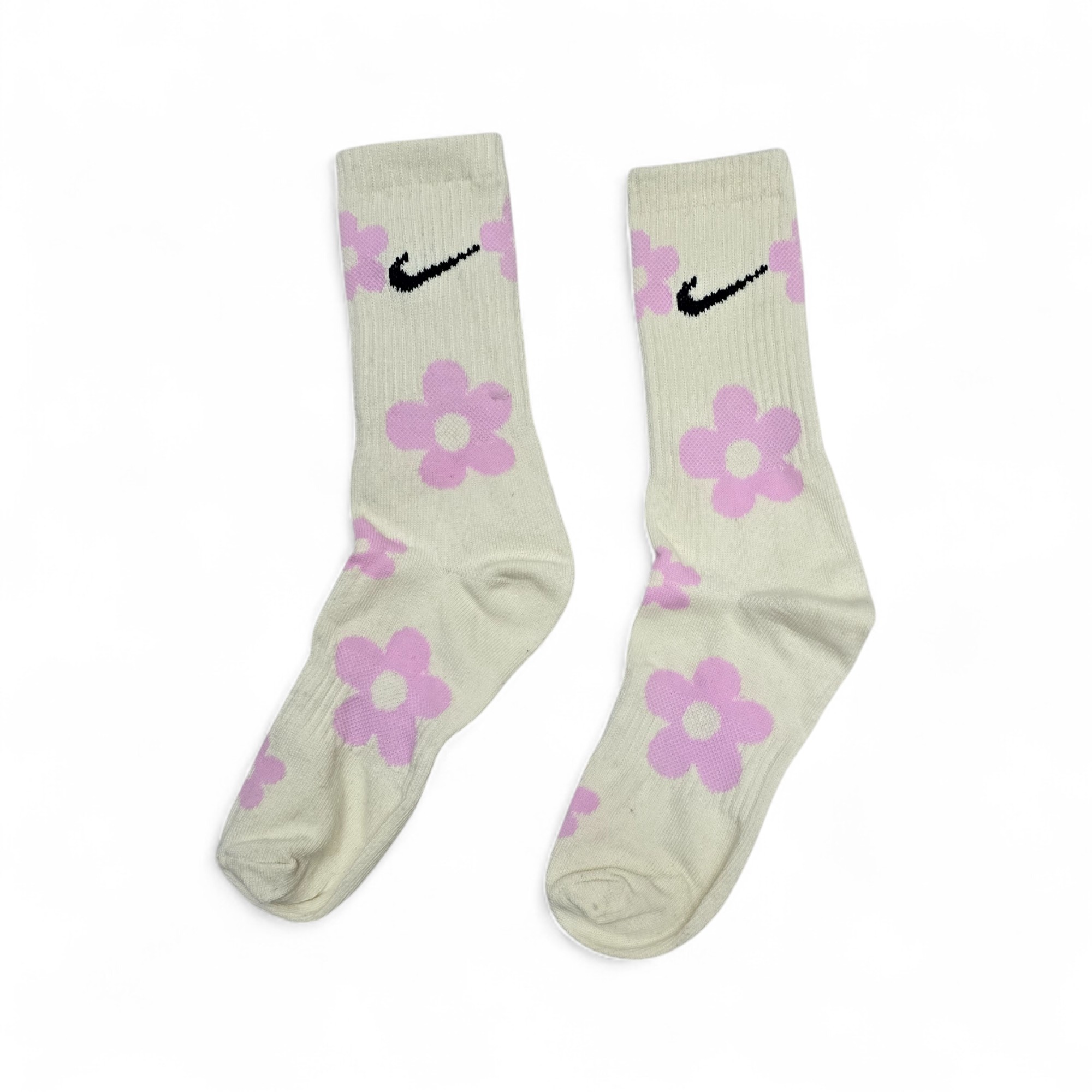 MEDIA CAÑA ALTA TALLA 10/12 - DP - COD18 - BASIC - ELASTIC FRESH -BLANCO/ROSADO