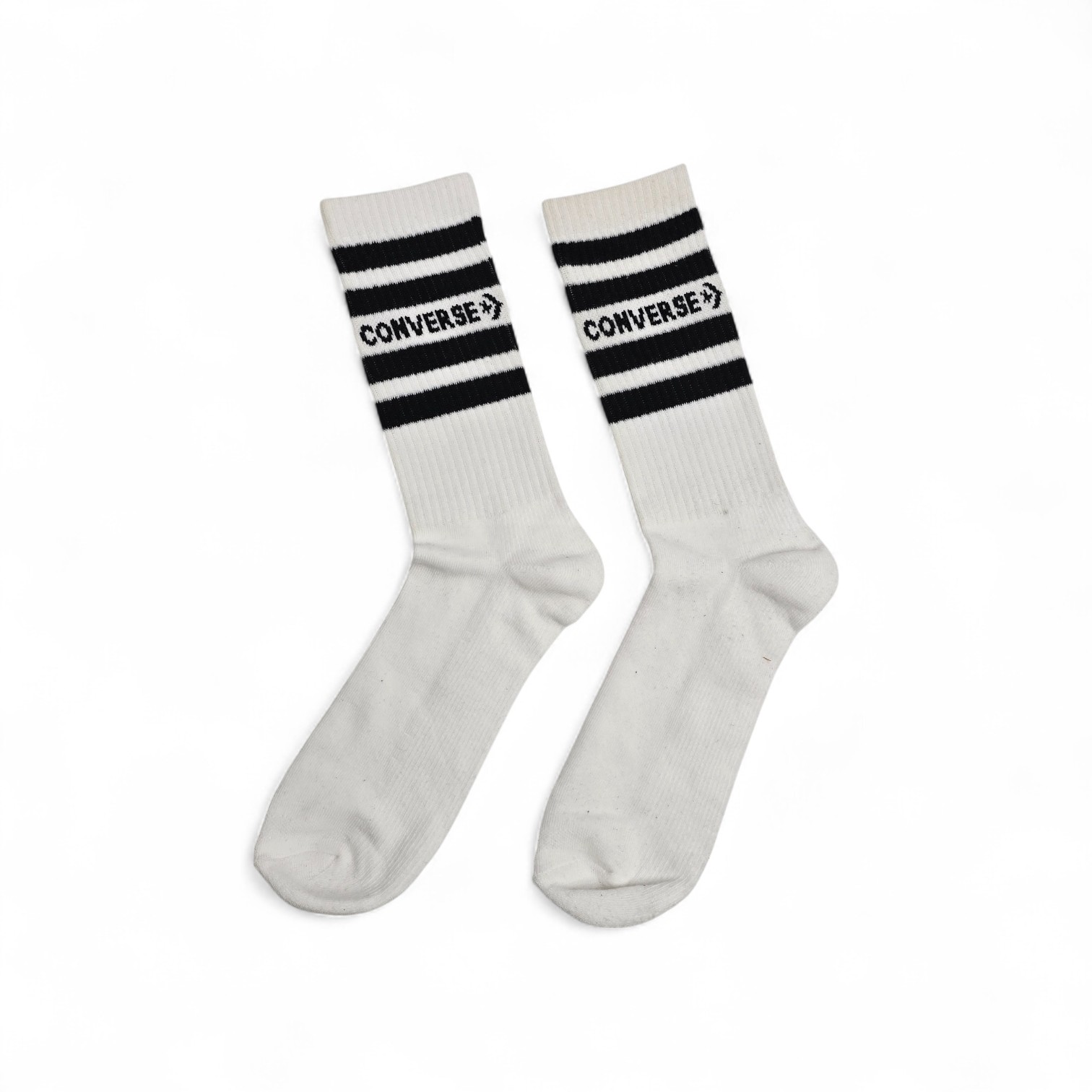 MEDIAS CAÑA ALTA TALLA 10-12 - SPORT - COD80 - BASIC - ELASTIC FRESH - BLANCO/FRANJAS Y LETRAS NEGRAS