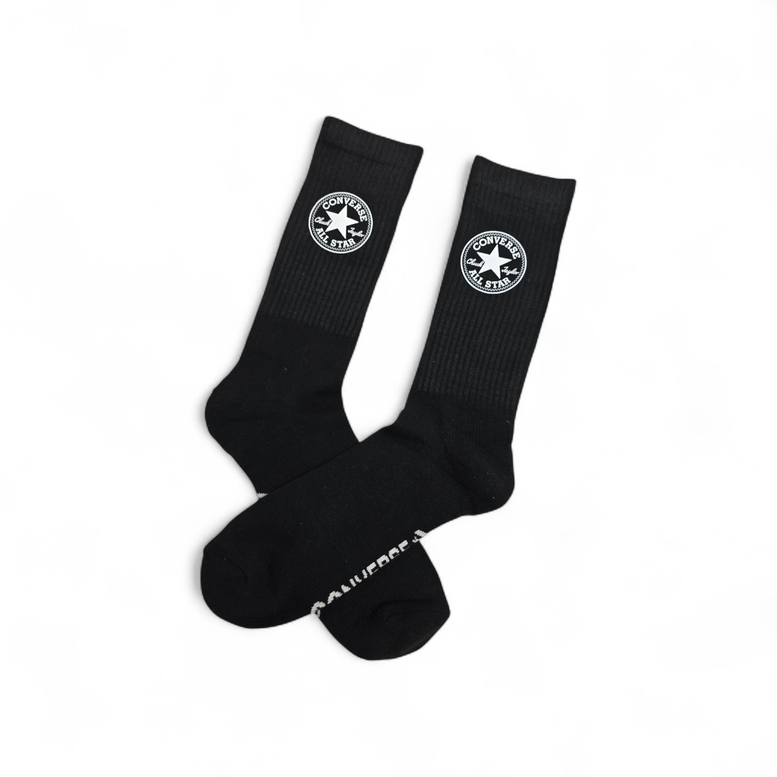 MEDIAS CAÑA ALTA TALLA 10-12 - SPORT - COD80 - BASIC - ELASTIC FRESH - NEGRO/LETRAS Y LOGO BLANCO