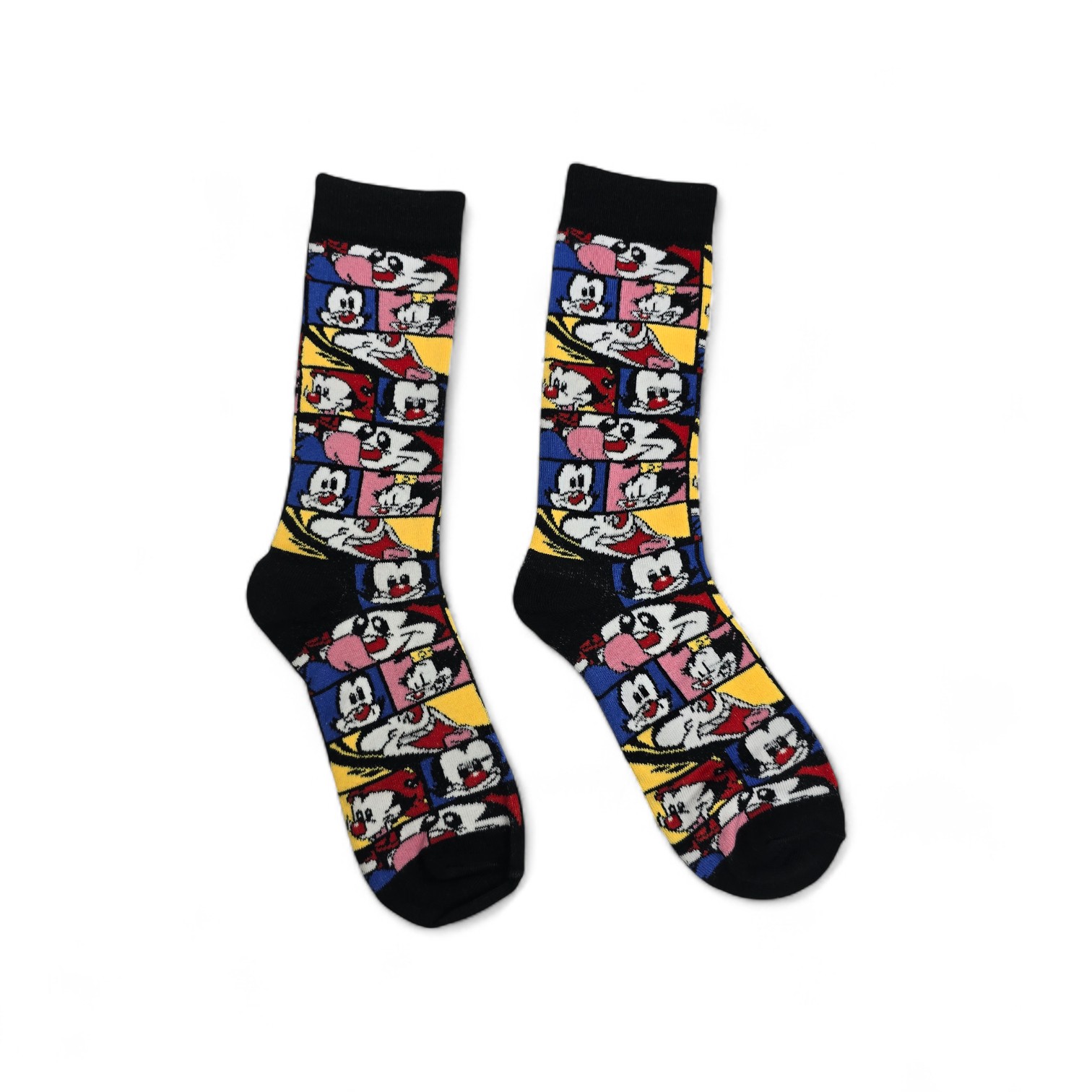 MEDIAS CAÑA ALTA TALLA 10-12 - UB - COD55 - AN/YAKKO WARNER-WAKKO - COMIC PRINT - NEGRO/AZUL