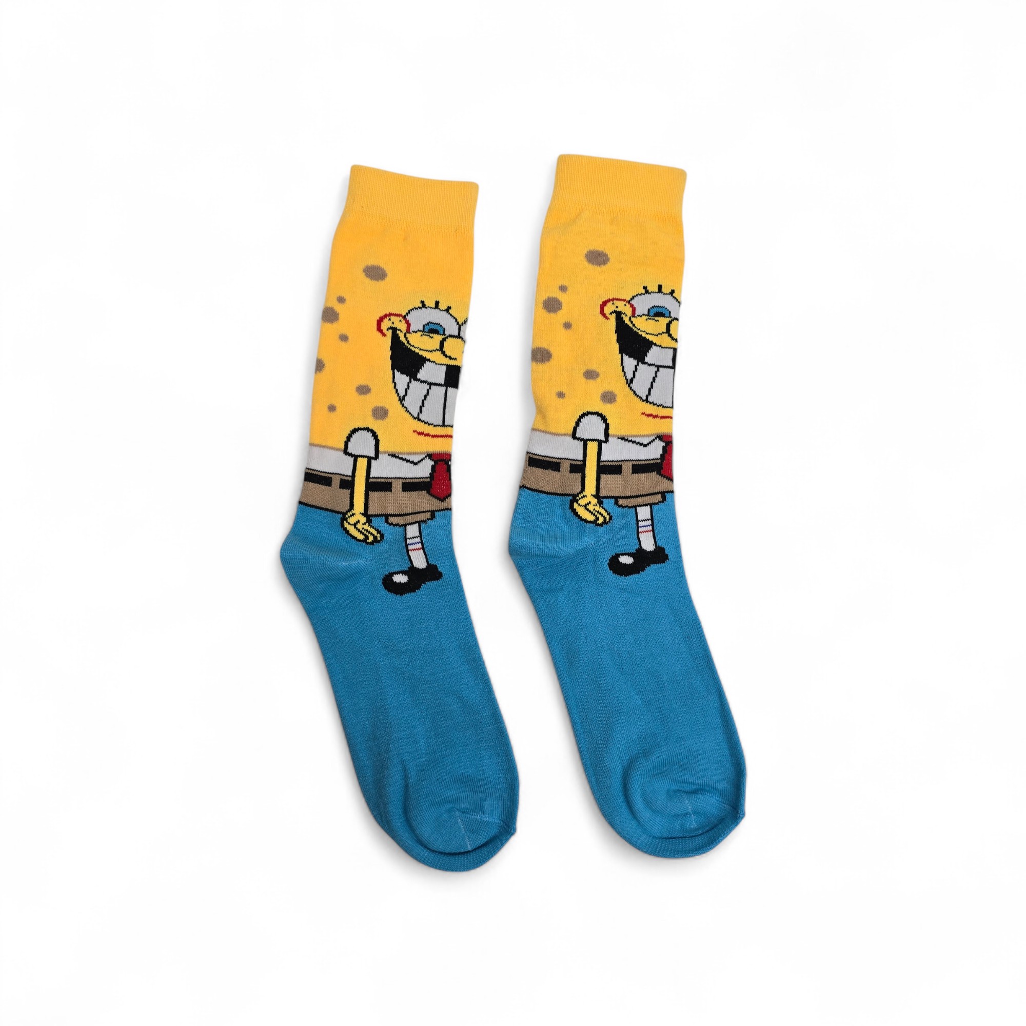 MEDIAS CAÑA ALTA TALLA 10-12 - UB - COD55 - BS/BOB ESPONJA - COMIC PRINT- CELESTE AMARILLO