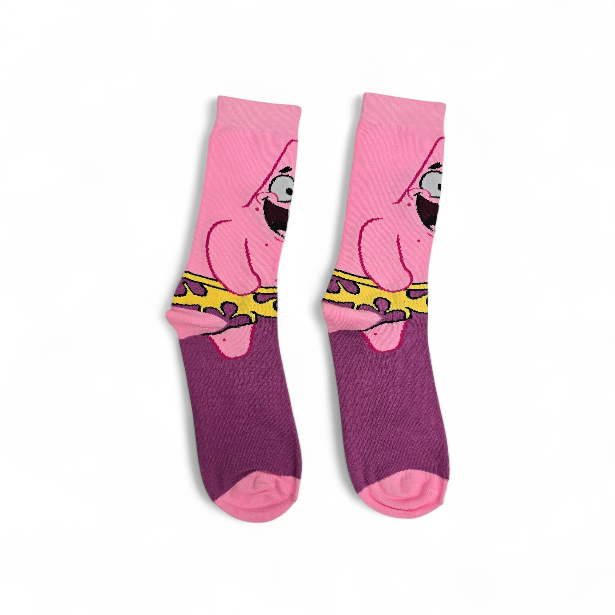 MEDIAS CAÑA ALTA TALLA 10-12 - UB - COD55 - BS/PATRICIO SONRIENDO - COMIC PRINT- MORADO/ROSADO