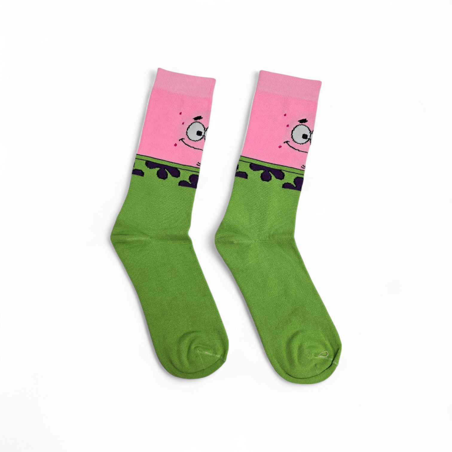 MEDIAS CAÑA ALTA TALLA 10-12 - UB - COD55 - BS/ROSTRO PATRICIO - COMIC PRINT- VERDE/ROSADO