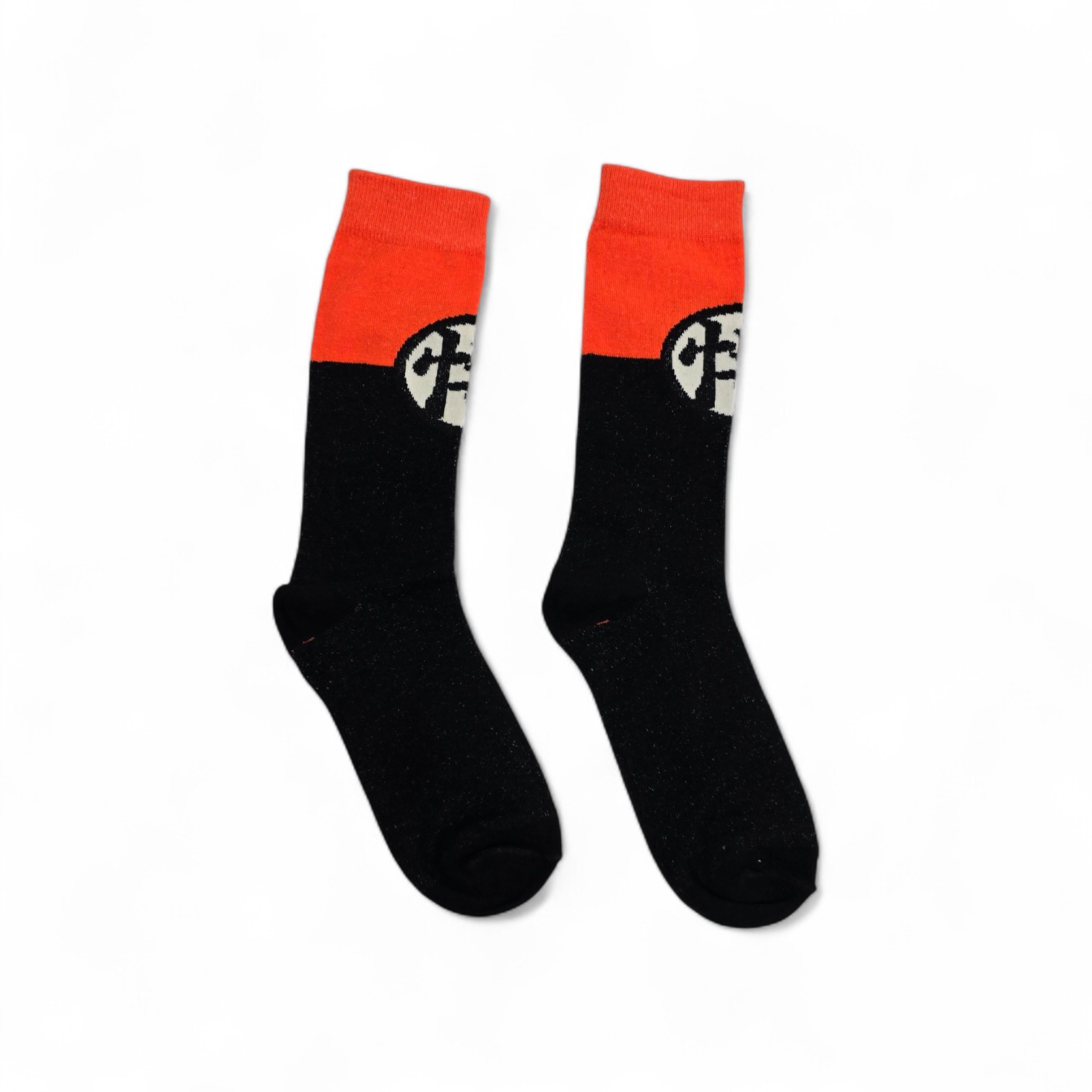 MEDIAS CAÑA ALTA TALLA 10-12 - UB - COD55 - DB/1 ESCUDO - COMIC PRINT- NEGRO/NARANJA
