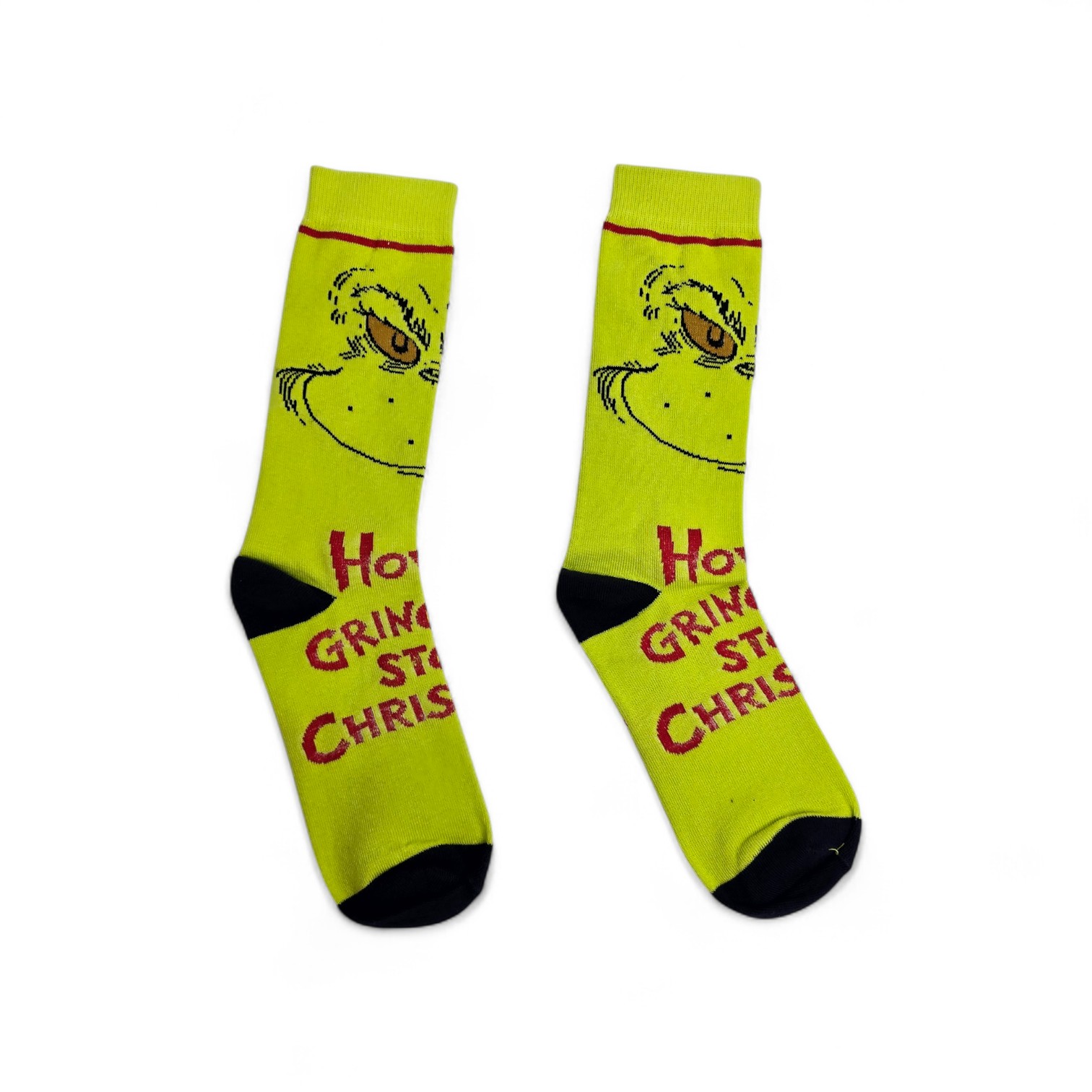 MEDIAS CAÑA ALTA TALLA 10-12 - UB - COD55 - GR/GRINCH CARA - COMIC PRINT- VERDE MANZANA/ROJO