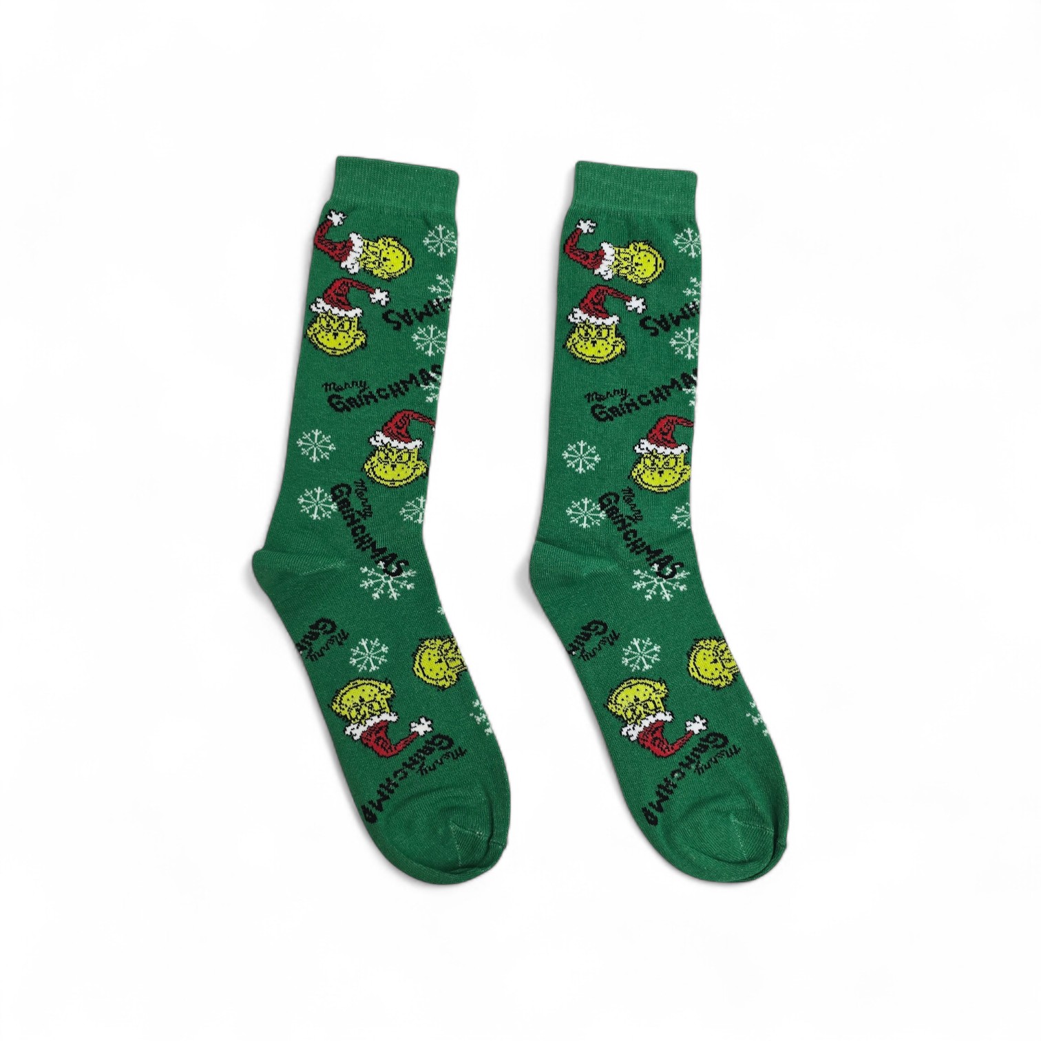 MEDIAS CAÑA ALTA TALLA 10-12 - UB - COD55 - GR/GRINCH NAVIDEÑO CARA - COMIC PRINT- VERDE/NEGRO-LETRAS