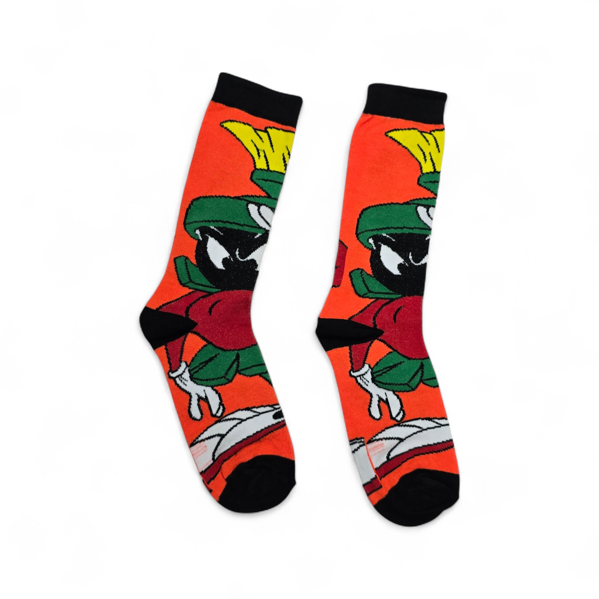 MEDIAS CAÑA ALTA TALLA 10-12 - UB - COD55 - LT/MARVIN EL MARCIANO - COMIC PRINT - NARANJA/VERDE