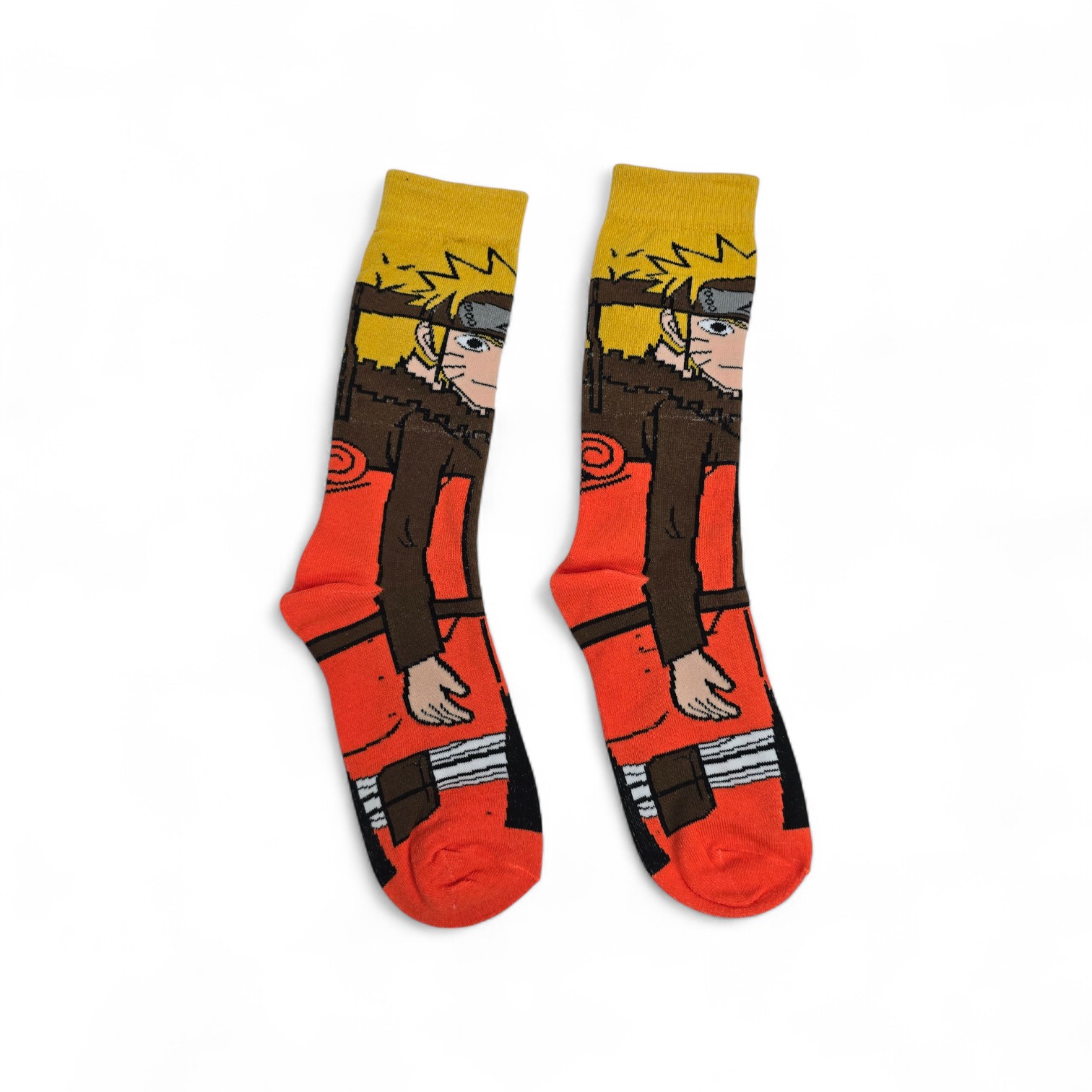 MEDIAS CAÑA ALTA TALLA 10-12 - UB - COD55 - NT/NARUTO - COMIC PRINT- NARANJA/CAFÉ/AMARILLO