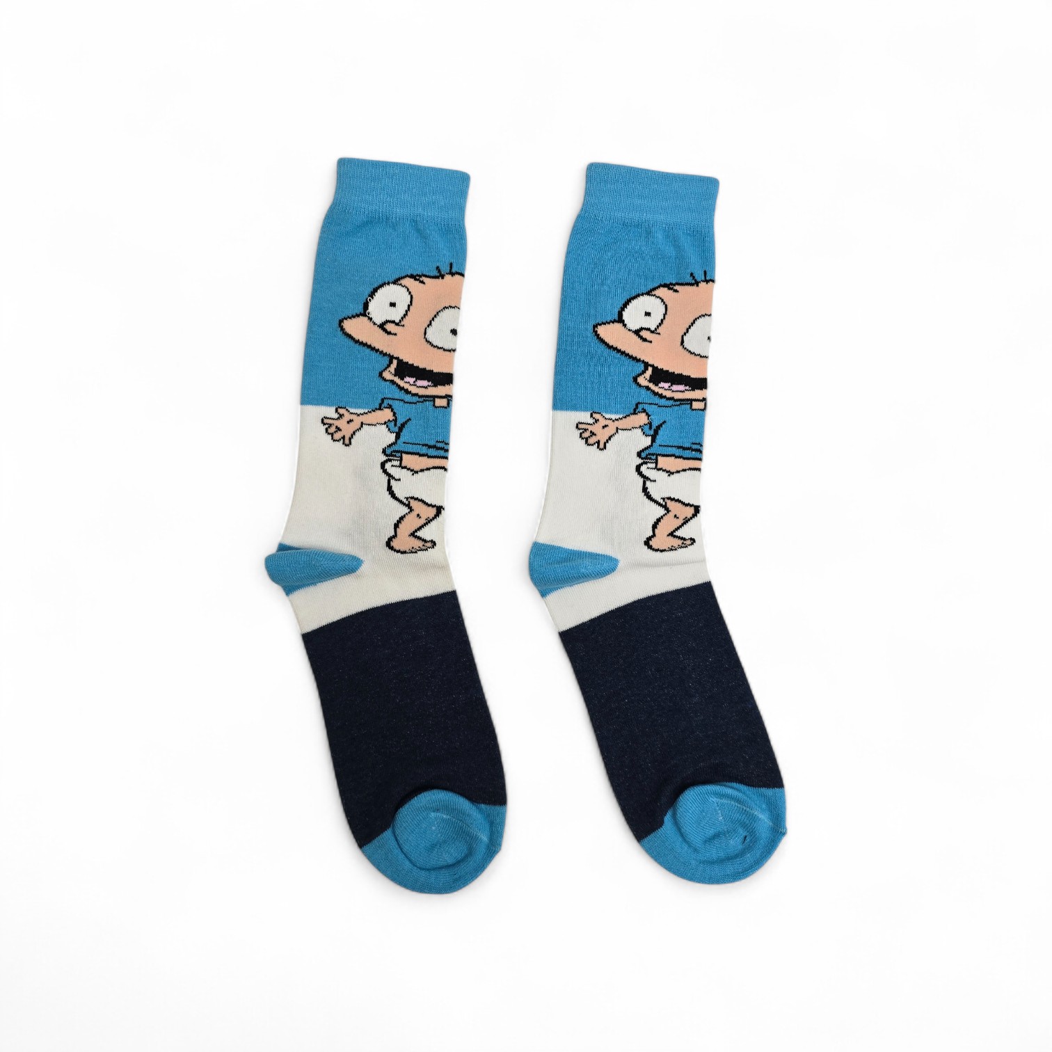 MEDIAS CAÑA ALTA TALLA 10-12 - UB - COD55 - RG/ TOMMY - COMIC PRINT- CELESTE/AZUL MARINO