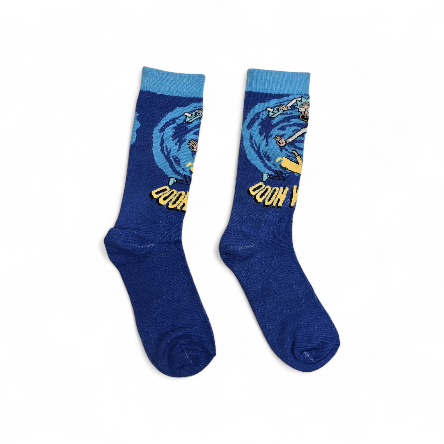 MEDIAS CAÑA ALTA TALLA 10-12 - UB - COD55 - RM/RICKY Y MORTHY - COMIC PRINT - CELESTE/AZUL