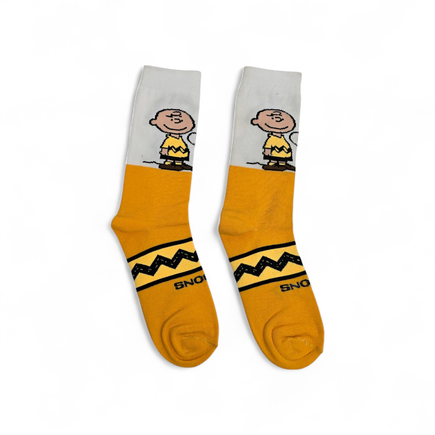 MEDIAS CAÑA ALTA TALLA 10-12 - UB - COD55 - SN/CARLITO Y SNOOPY - COMIC PRINT - AMARILLO-BLANCO-NEGRO