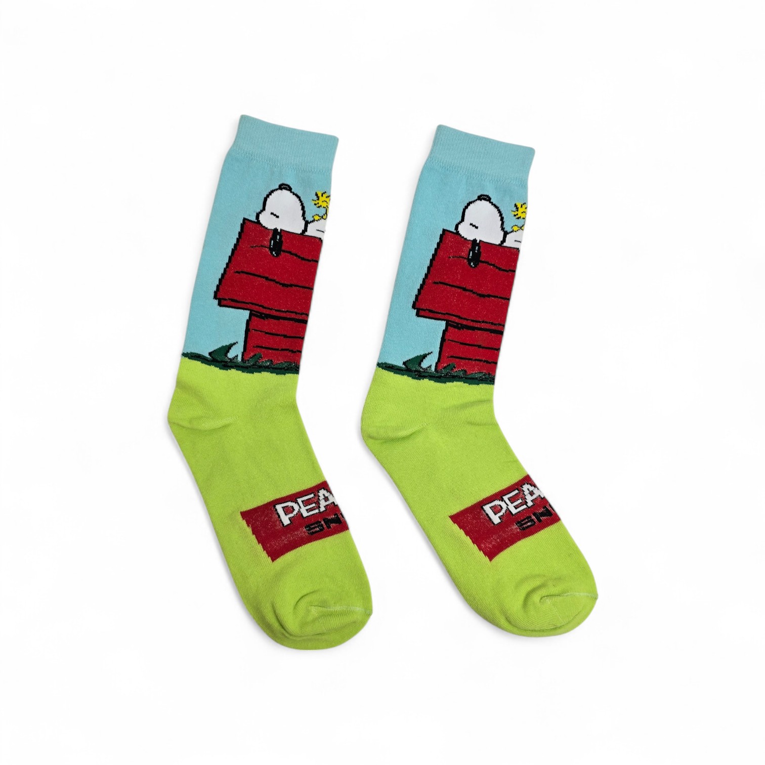 MEDIAS CAÑA ALTA TALLA 10-12 - UB - COD55 - SN/SNOOPY Y CASA - COMIC PRINT - VERDE/BLANCO/CASA ROJA
