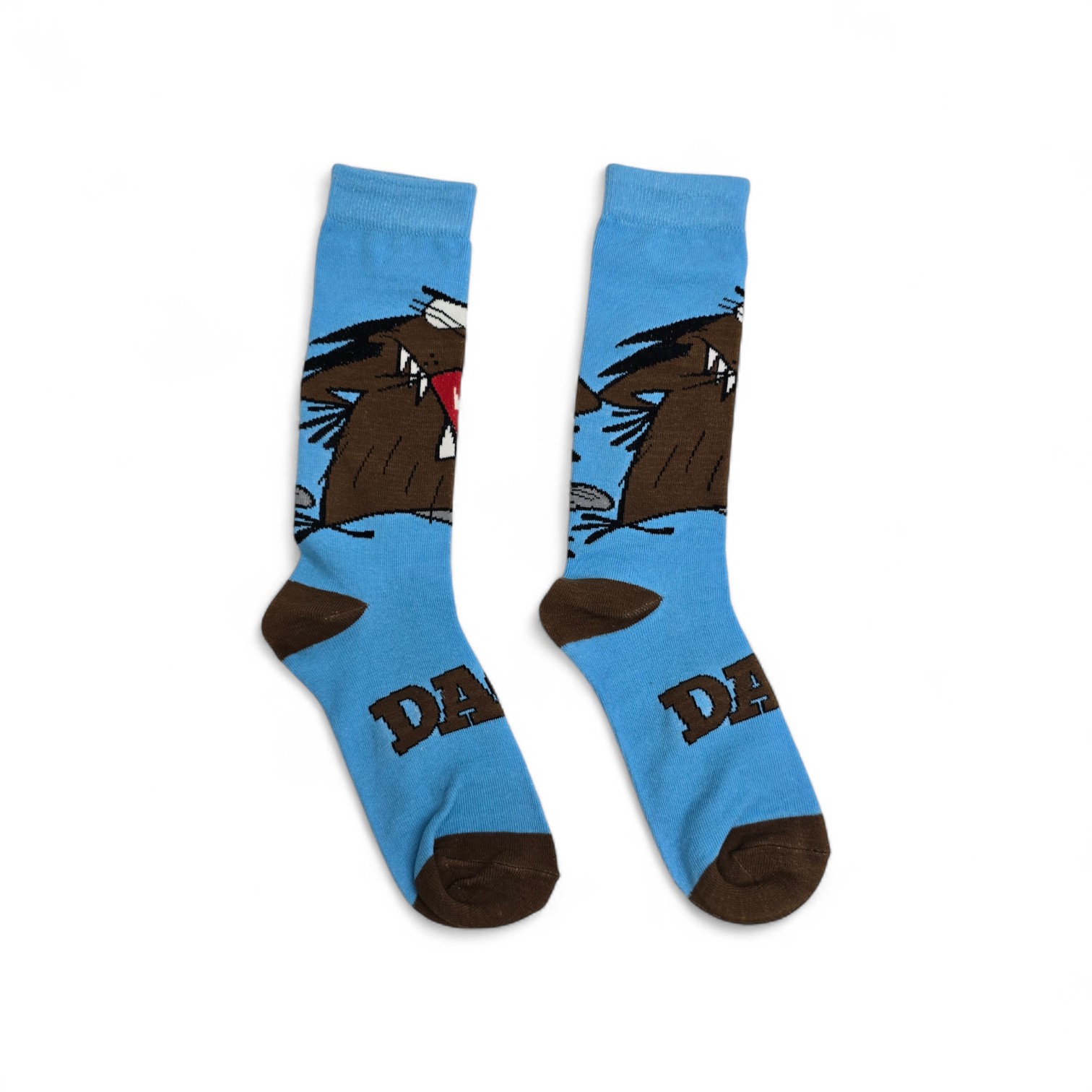 MEDIAS CAÑA ALTA TALLA 10-12 - UB - COD55 - TA/CASTOR DAGGETT BEAVER - COMIC PRINT - CELESTE/CAFE