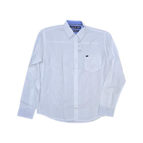 CAMISA MANGA LARGA TALLA M - CF - COD161 - B&N - CUELLO FRANCES / LINO BASIC - BLANCO