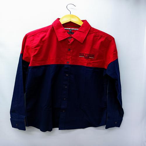 CAMISA MANGA LARGA TALLA M - TH - CUELLO FRANCES - ROJO / AZUL MARINO