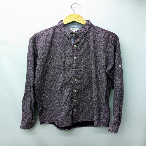 CAMISA MANGA LARGA TALLA L - STRIKE (GNL) - CUELLO FRANCES - MORADO PUNTITOS BLANCOS