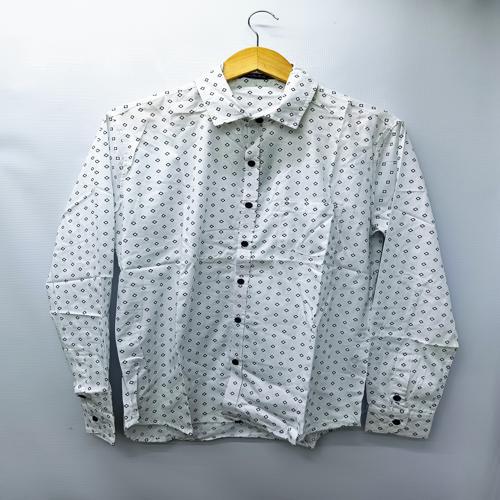CAMISA MANGA LARGA TALLA S - ROYAL REPUBLIC - CUELLO FRANCES - BLANCA/CUADRITOS AZUL