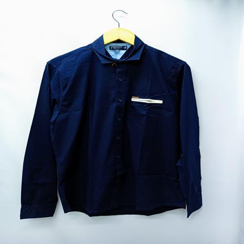 CAMISA MANGA LARGA TALLA S - SAN DIEGO - CUELLO FRANCES - AZUL MARINO/BOLSILLO FILO BLANCO
